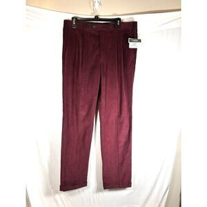 LAUREN RALPH LAUREN Corduroy Pants Men 36x34 Burgundy Pleated Preppy NWT